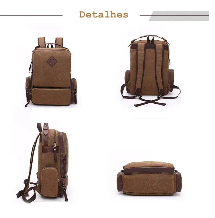 Mochila Executiva de Lona com detalhes em Couro
