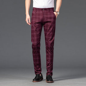 Calça Masculina Casual Xadrez Listrada