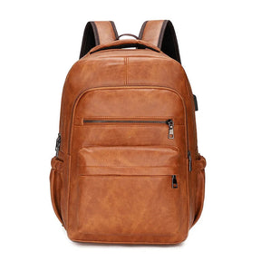 Mochila de Couro Masculina Romenzi RZ072 - Resistente à Água, com USB e Antifurto