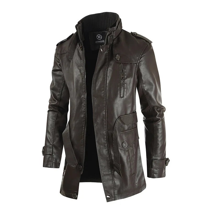 Jaqueta Longa de Couro Masculina Romenzi RZ118