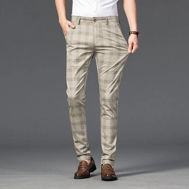 Calça Casual Masculina Xadrez Listrada Romenzi RZ257