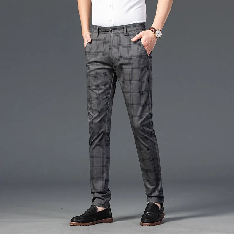 Calça Casual Masculina Xadrez Listrada Romenzi RZ257