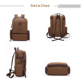 Mochila Executiva de Lona com detalhes em Couro Romenzi RZ069